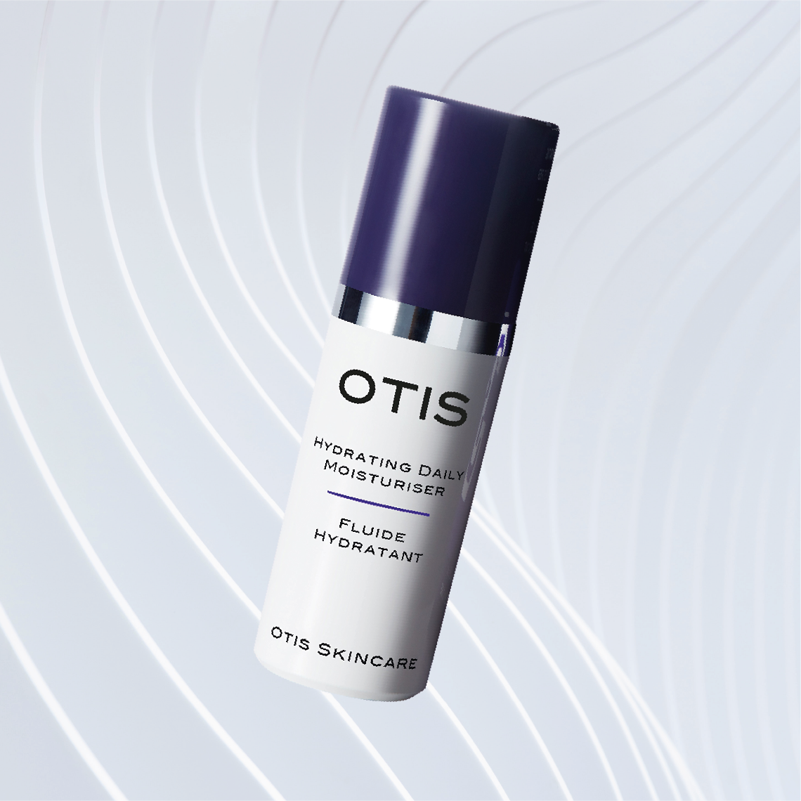 OTIS Hydrating Daily Moisturizer on white wavy textured background